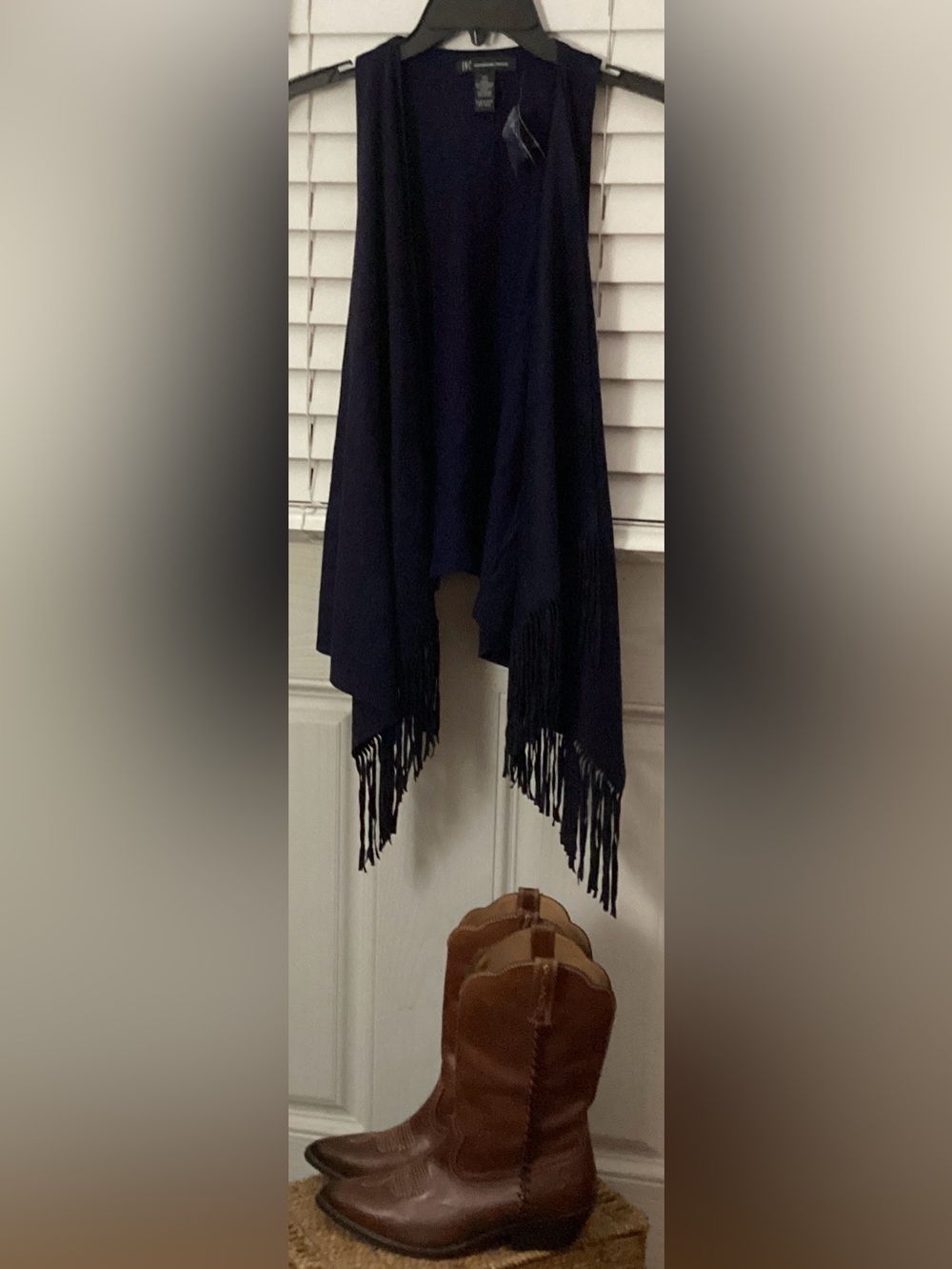 Women’s Western Fringe Vest Indigo Blue XS by International Concepts NWT